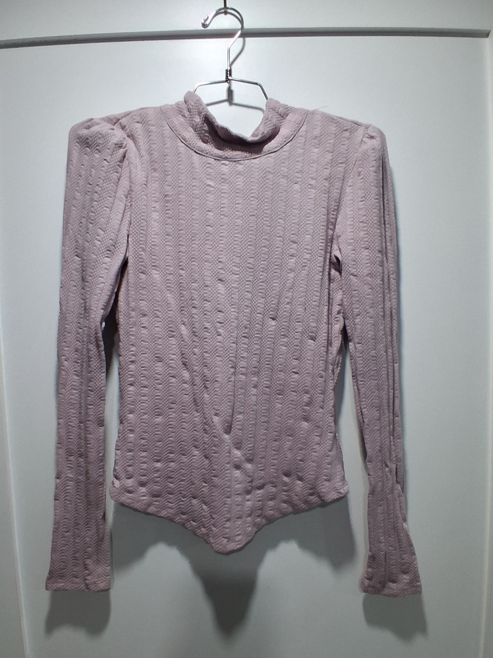 Free People Womens Top Size S Long Sleeve Lilac Ribbed Knit Scarf Tie